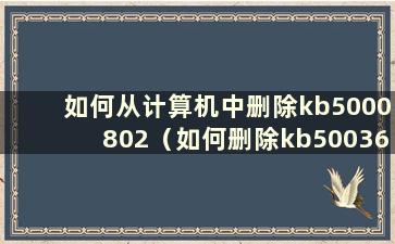 如何从计算机中删除kb5000802（如何删除kb5003637）