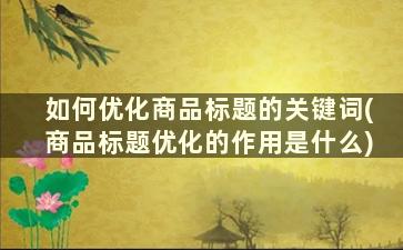 如何优化商品标题的关键词(商品标题优化的作用是什么)