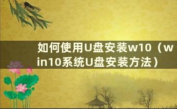 如何使用U盘安装w10（win10系统U盘安装方法）