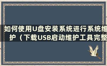 如何使用U盘安装系统进行系统维护（下载USB启动维护工具完整版）