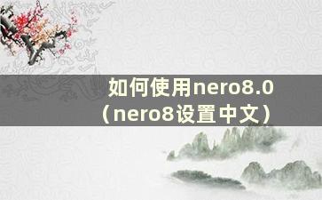 如何使用nero8.0（nero8设置中文）