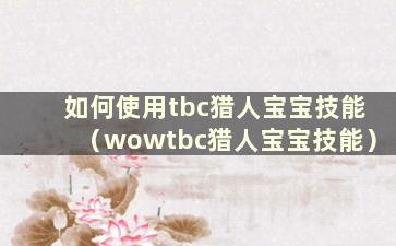 如何使用tbc猎人宝宝技能（wowtbc猎人宝宝技能）