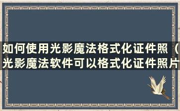 如何使用光影魔法格式化证件照（光影魔法软件可以格式化证件照片）