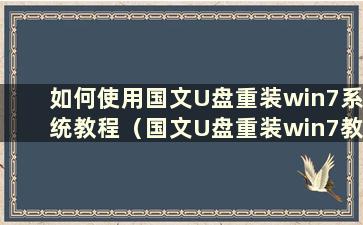 如何使用国文U盘重装win7系统教程（国文U盘重装win7教程）