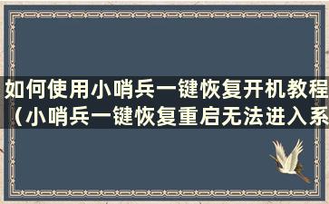 如何使用小哨兵一键恢复开机教程（小哨兵一键恢复重启无法进入系统）