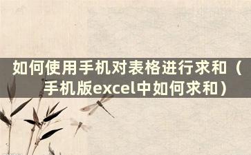 如何使用手机对表格进行求和（手机版excel中如何求和）