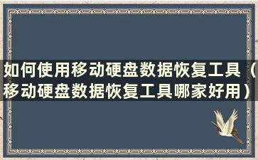 如何使用移动硬盘数据恢复工具（移动硬盘数据恢复工具哪家好用）