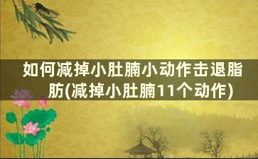 如何减掉小肚腩小动作击退脂肪(减掉小肚腩11个动作)