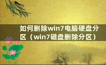 如何删除win7电脑硬盘分区（win7磁盘删除分区）