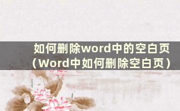 如何删除word中的空白页（Word中如何删除空白页）