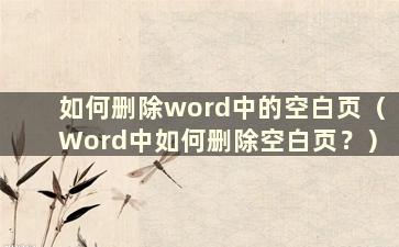 如何删除word中的空白页（Word中如何删除空白页？）