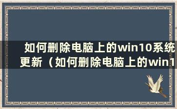 如何删除电脑上的win10系统更新（如何删除电脑上的win10系统更新包）