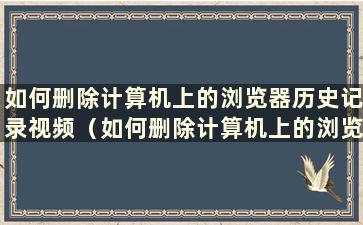 如何删除计算机上的浏览器历史记录视频（如何删除计算机上的浏览器历史记录文件）