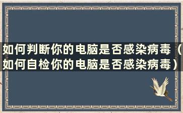 如何判断你的电脑是否感染病毒（如何自检你的电脑是否感染病毒）