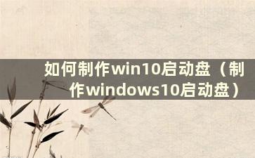 如何制作win10启动盘（制作windows10启动盘）