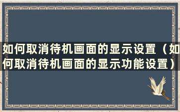 如何取消待机画面的显示设置（如何取消待机画面的显示功能设置）