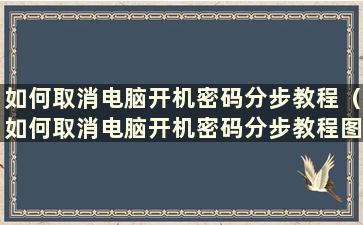 如何取消电脑开机密码分步教程（如何取消电脑开机密码分步教程图）