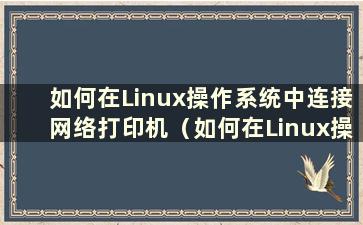 如何在Linux操作系统中连接网络打印机（如何在Linux操作系统中连接网络设备）