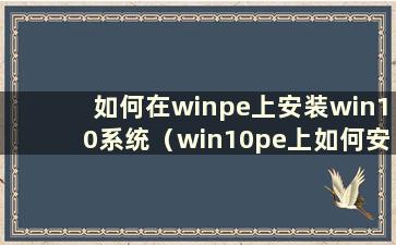 如何在winpe上安装win10系统（win10pe上如何安装系统）