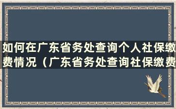 如何在广东省务处查询个人社保缴费情况（广东省务处查询社保缴费明细）