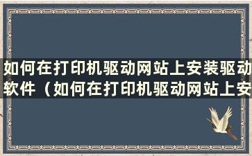 如何在打印机驱动网站上安装驱动软件（如何在打印机驱动网站上安装驱动系统）