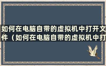 如何在电脑自带的虚拟机中打开文件（如何在电脑自带的虚拟机中打开软件）