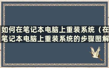 如何在笔记本电脑上重装系统（在笔记本电脑上重装系统的步骤图解）