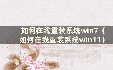 如何在线重装系统win7（如何在线重装系统win11）