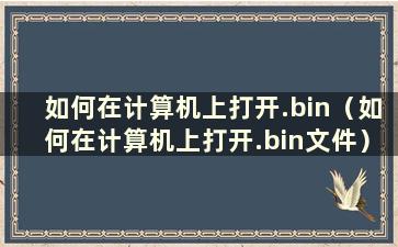 如何在计算机上打开.bin（如何在计算机上打开.bin文件）