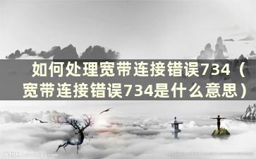 如何处理宽带连接错误734（宽带连接错误734是什么意思）