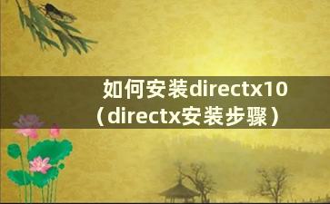 如何安装directx10（directx安装步骤）