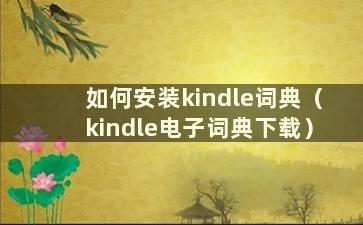 如何安装kindle词典（kindle电子词典下载）