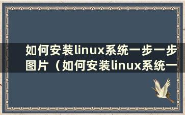 如何安装linux系统一步一步图片（如何安装linux系统一步一步图片）