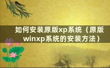 如何安装原版xp系统（原版winxp系统的安装方法）