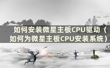 如何安装微星主板CPU驱动（如何为微星主板CPU安装系统）