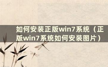 如何安装正版win7系统（正版win7系统如何安装图片）