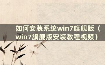 如何安装系统win7旗舰版（win7旗舰版安装教程视频）