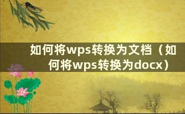 如何将wps转换为文档（如何将wps转换为docx）