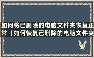 如何将已删除的电脑文件夹恢复正常（如何恢复已删除的电脑文件夹）