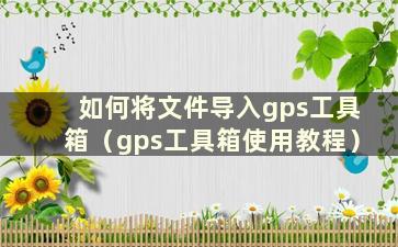 如何将文件导入gps工具箱（gps工具箱使用教程）