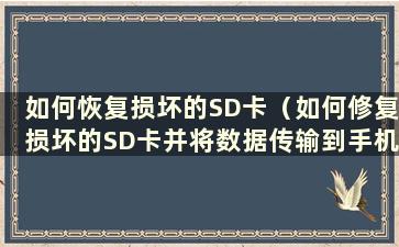 如何恢复损坏的SD卡（如何修复损坏的SD卡并将数据传输到手机）