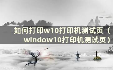 如何打印w10打印机测试页（window10打印机测试页）