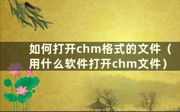 如何打开chm格式的文件（用什么软件打开chm文件）