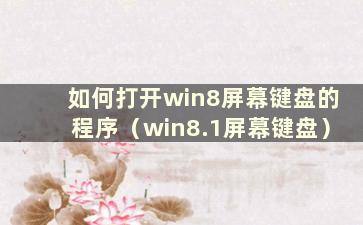 如何打开win8屏幕键盘的程序（win8.1屏幕键盘）