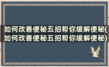 如何改善便秘五招帮你缓解便秘(如何改善便秘五招帮你缓解便秘)