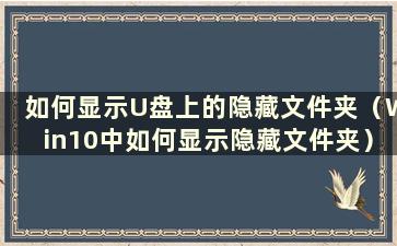 如何显示U盘上的隐藏文件夹（Win10中如何显示隐藏文件夹）