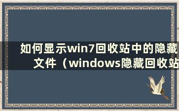 如何显示win7回收站中的隐藏文件（windows隐藏回收站）