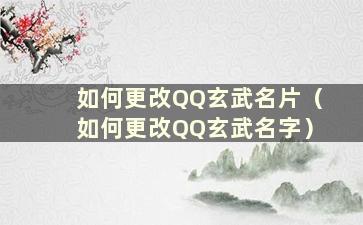 如何更改QQ玄武名片（如何更改QQ玄武名字）