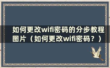 如何更改wifi密码的分步教程图片（如何更改wifi密码？）