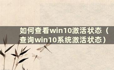 如何查看win10激活状态（查询win10系统激活状态）